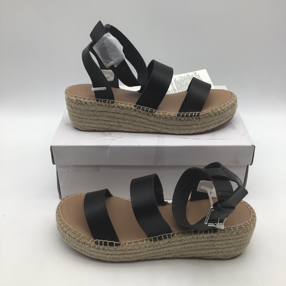 The Drop Womens Listilla Black Espadrille Wedge Sandals Size 9.5 Platform NEW